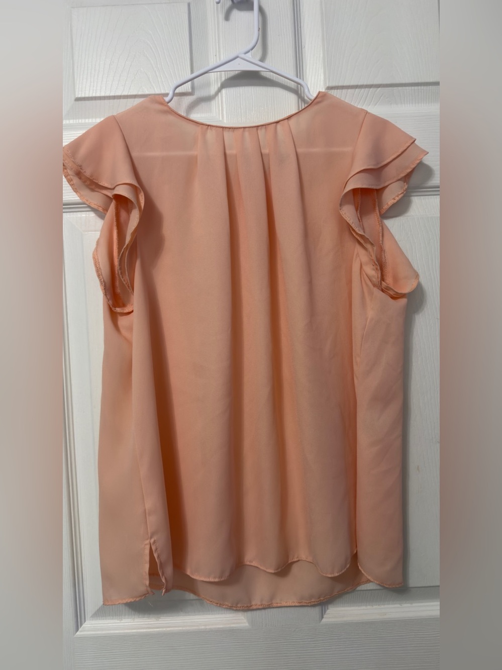 Lightweight Peach Ruffle Sleeve Blouse